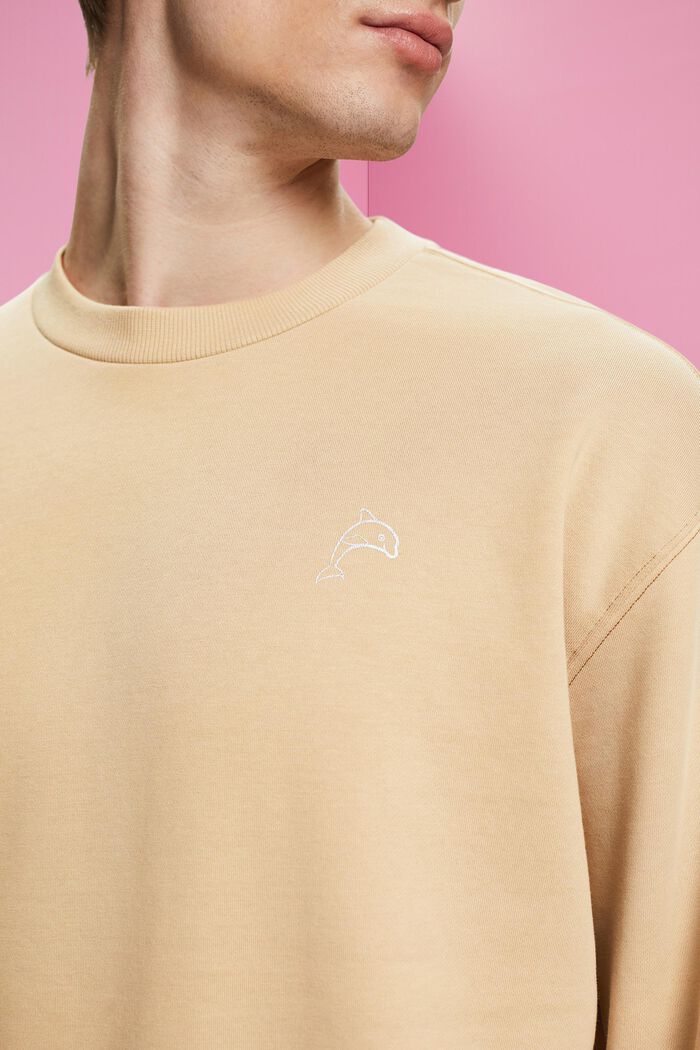 Sweatshirt med lille delfinprint, SAND, detail image number 2