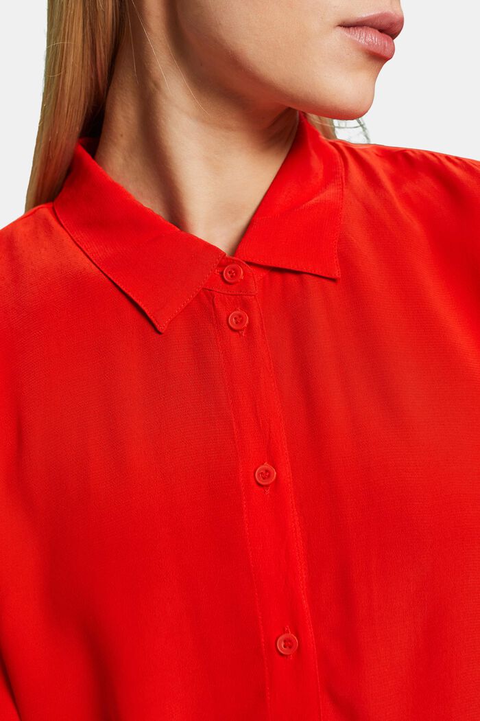 Skjortebluse i crepe, RED, detail image number 3