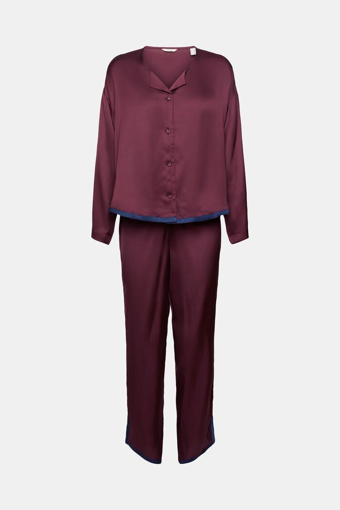 Pyjamas i satin, BORDEAUX RED, detail image number 6