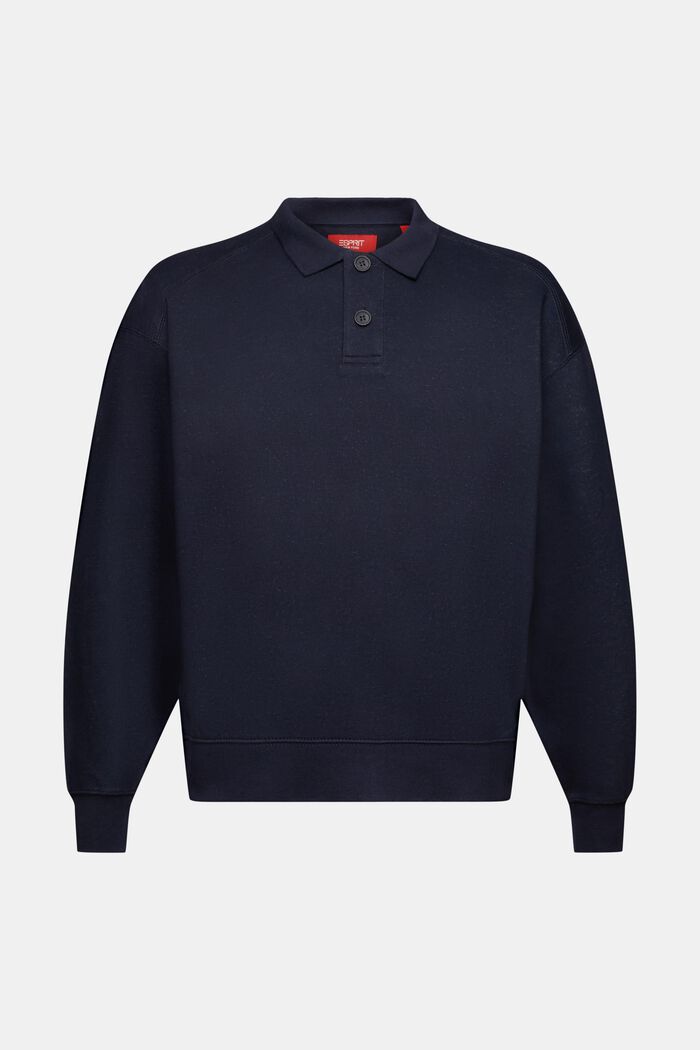 Polo sweatshirt med lange ærmer, NAVY, detail image number 6