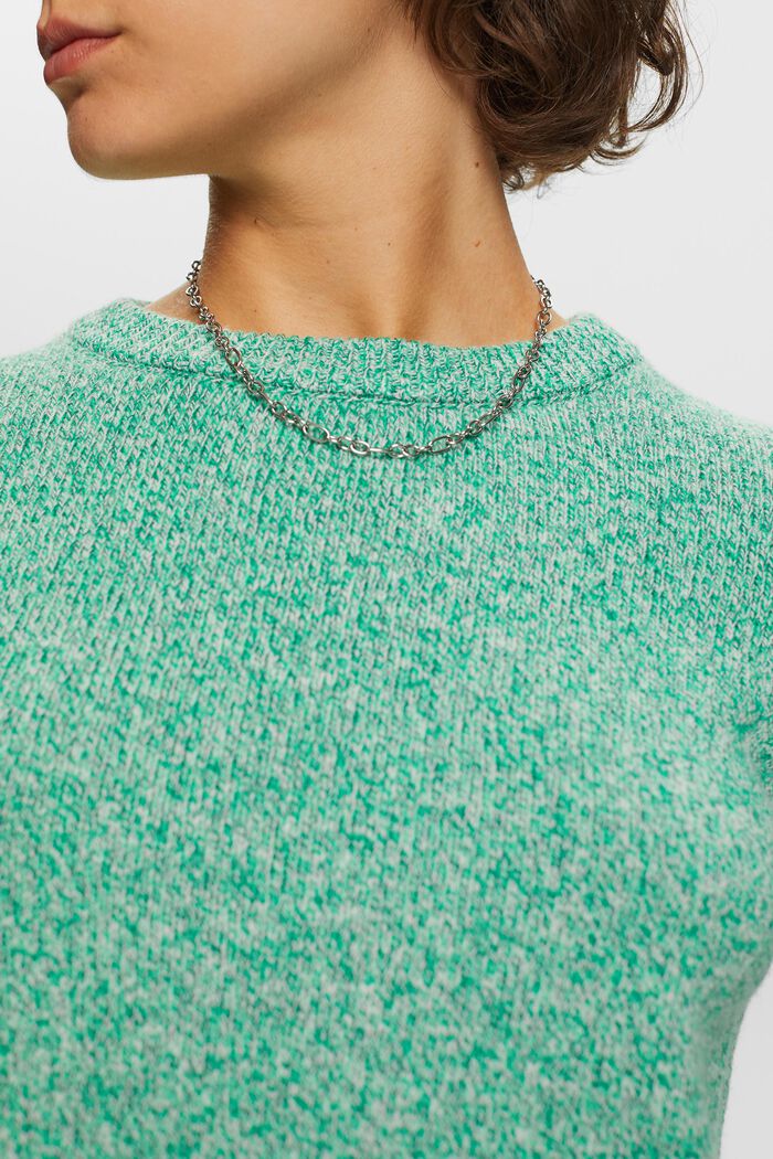 Pullover med rund hals, uldmiks, GREEN, detail image number 2
