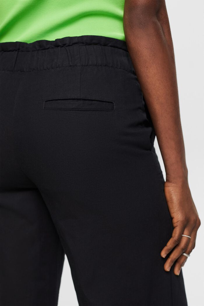 Korte culottebukser i hør-bomuld, BLACK, detail image number 3