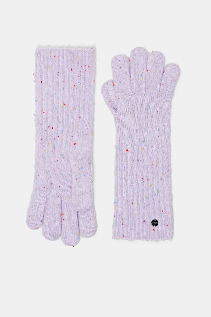 Strikkede handsker med farverige nister