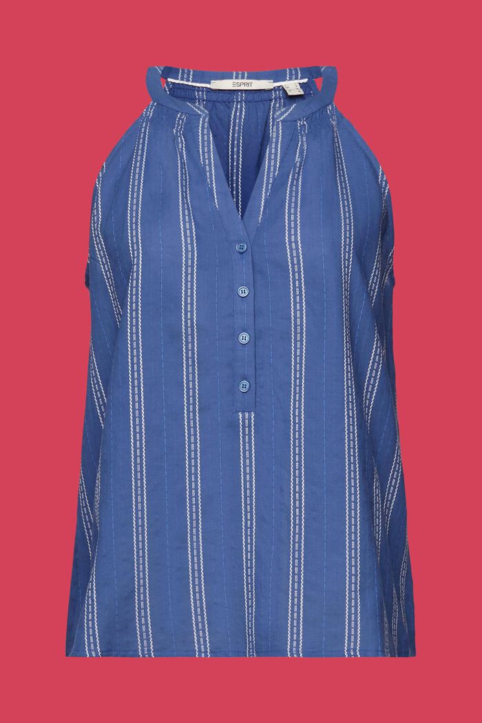 Ærmeløs bluse med striber, 100 % bomuld, INK, detail image number 6
