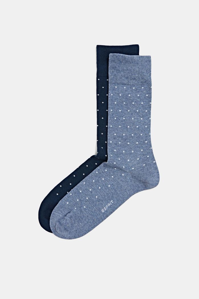 Pakke med 2 par prikkede sokker i groft strik, NAVY/BLUE, detail image number 0