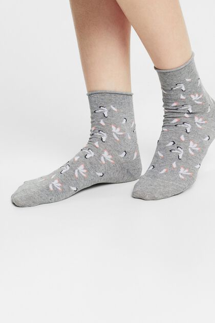 Pakke med 2 par strikkede sokker med print