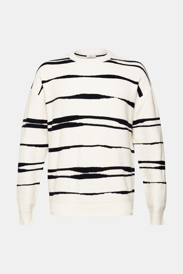 Stribet pullover med en relaxed fit-pasform, OFF WHITE, overview