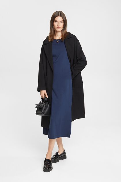 Midikjole med fit and flare-snit, NAVY, overview