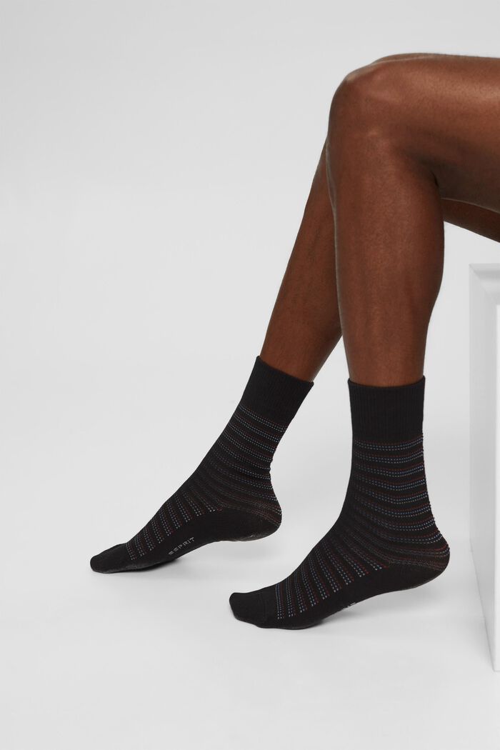 Pakke med 2 par sokker, økologisk bomuldsblanding, BLACK, detail image number 2