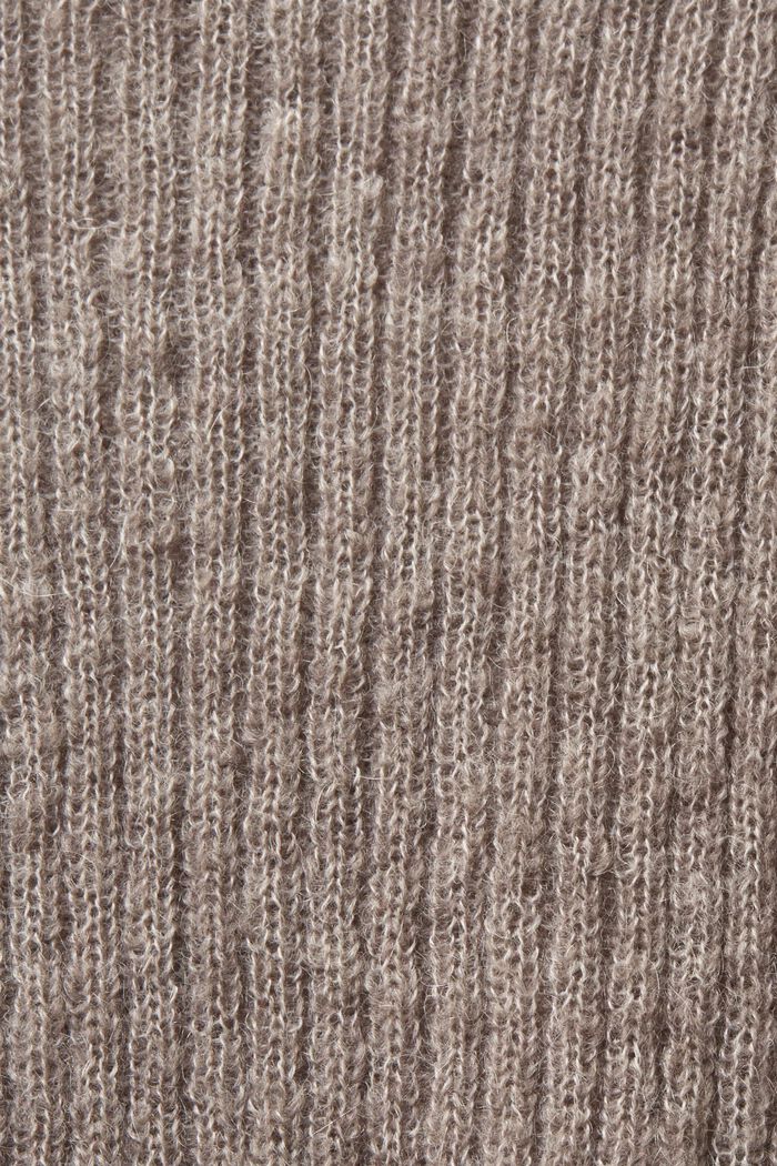 Rullekravesweater i kabelstrik, BROWN GREY, detail image number 7