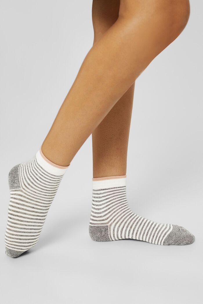 Pakke med to par stribede sokker med økologisk bomuld, BLUE/KHAKI, detail image number 2
