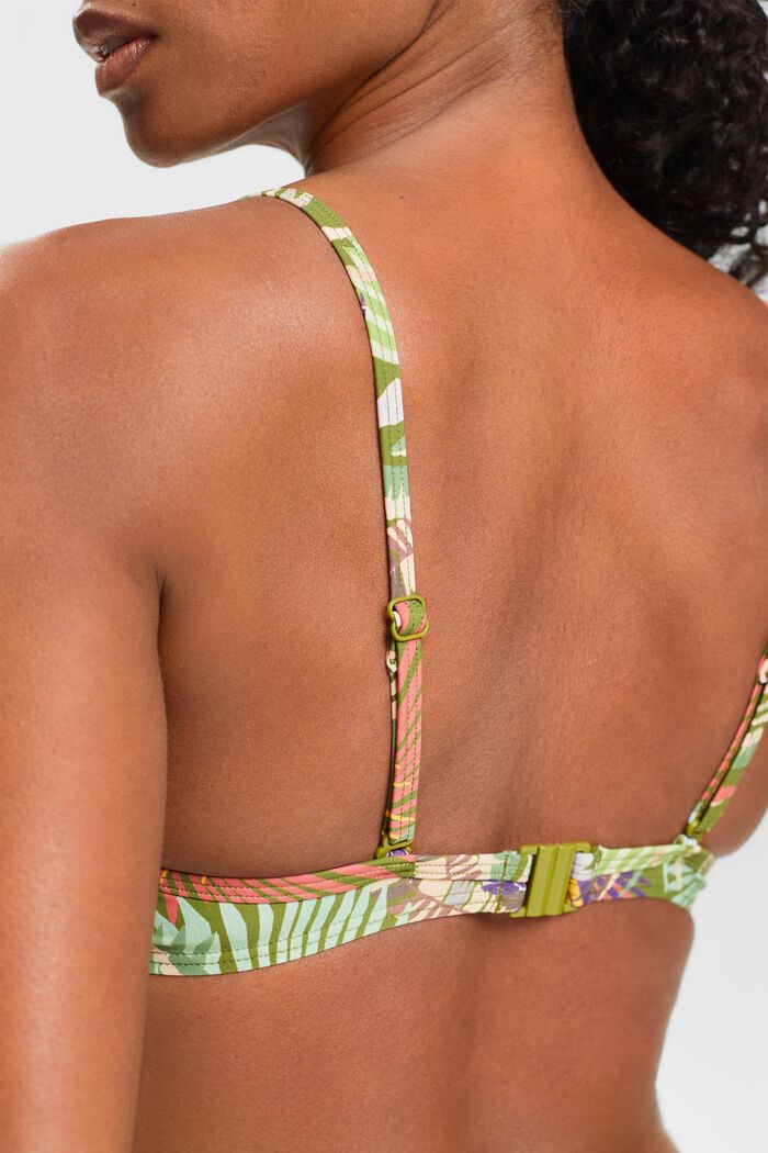 Polstret bikinitop med bøjle og print, DARK GREEN, detail image number 1