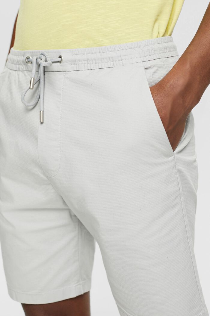 Shorts med elastiklinning, økologisk bomuld, LIGHT GREY, detail image number 2