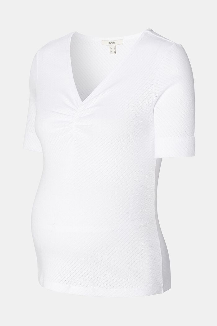 Pointelle-T-shirt, økologisk bomuld, BRIGHT WHITE, detail image number 4