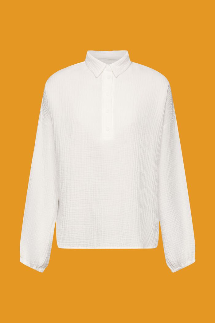 Bluse i tekstureret bomuld, WHITE, detail image number 5