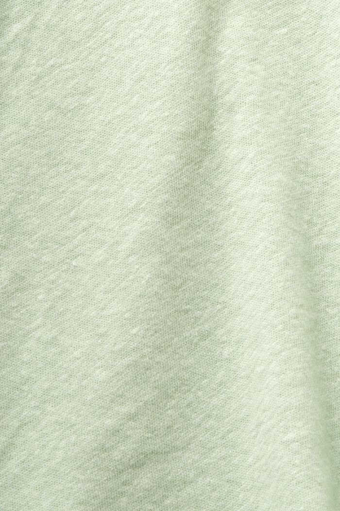 T-shirt med V-hals i bomuld/hør, LIGHT GREEN, detail image number 4
