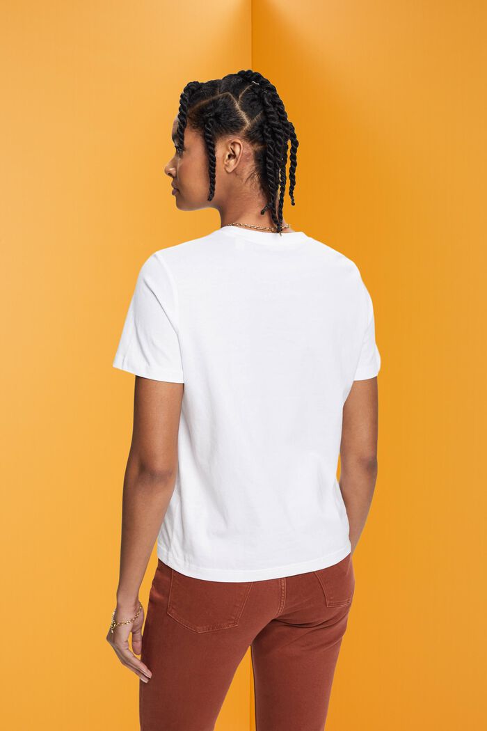 Bomulds-T-shirt med print, WHITE, detail image number 3