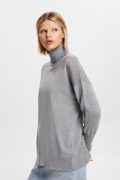 Oversized rullekravesweater i uld