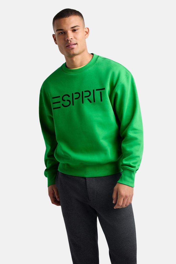 Unisex sweatshirt i bomuldsfleece med logo, GREEN, detail image number 0