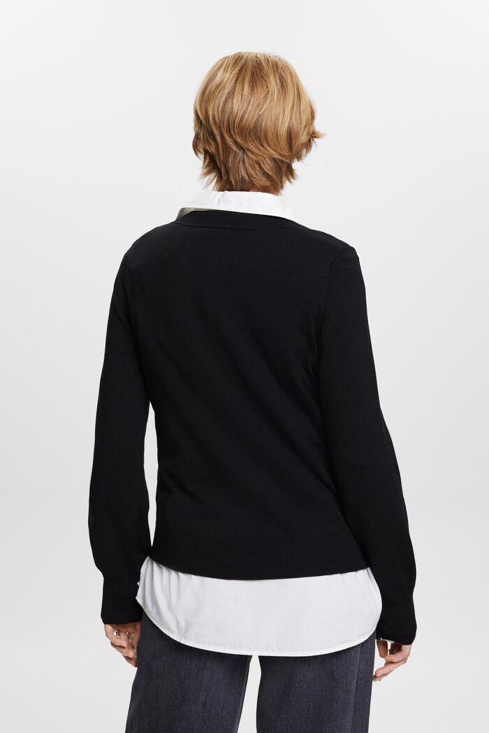 Sweater med V-hals, BLACK, detail image number 4