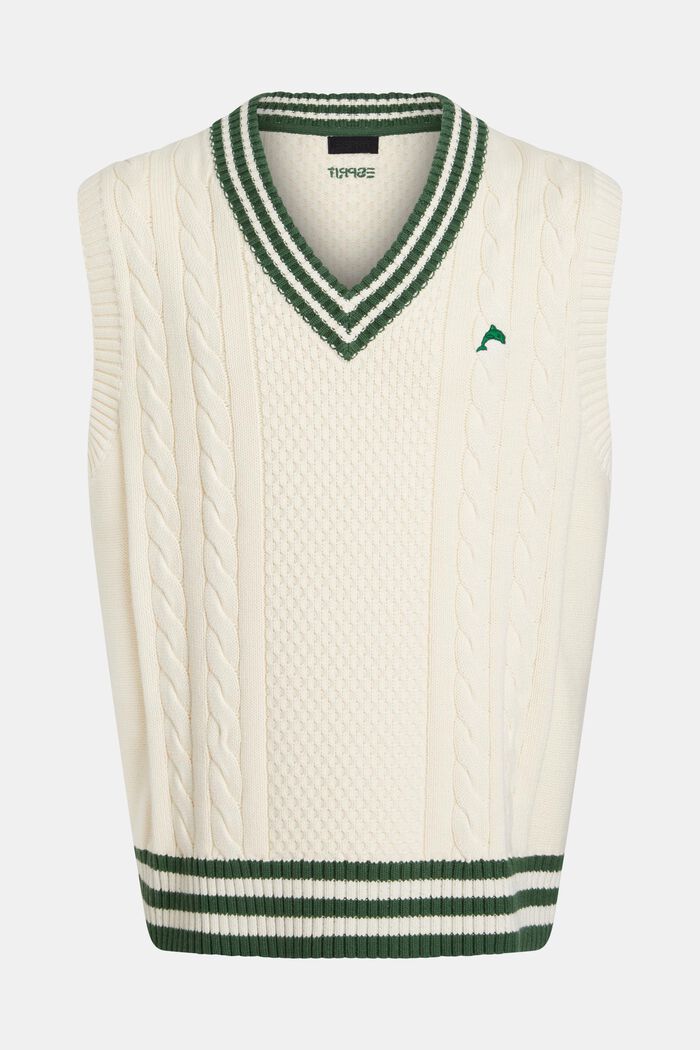 Sweatervest i college-stil, EMERALD GREEN, detail image number 4