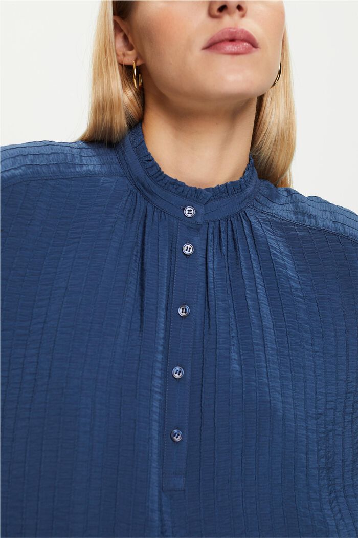 Tekstureret bluse med lange ærmer, GREY BLUE, detail image number 4