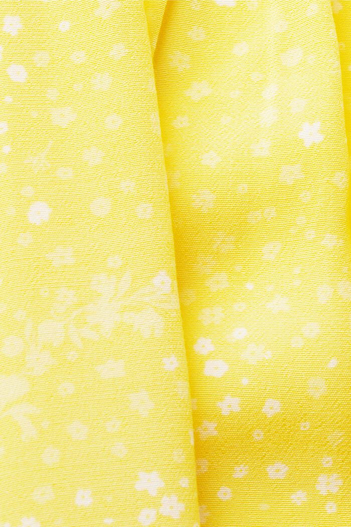 Bluse med print og bindebånd bagpå, LIGHT YELLOW, detail image number 5