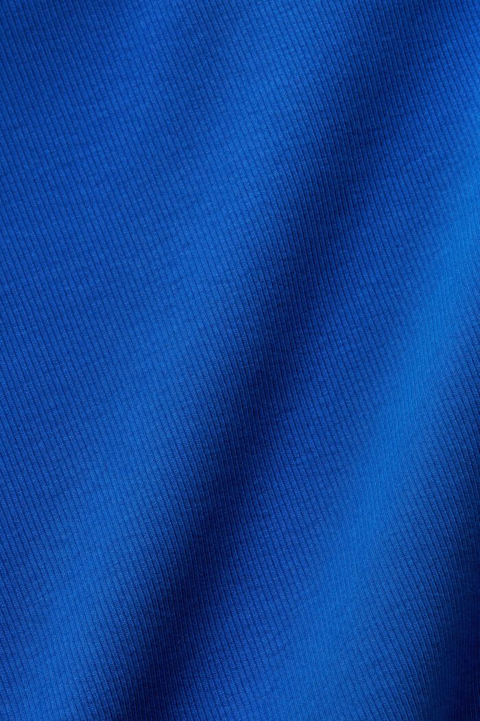 Cropped, ribbet T-shirt i bomuld, BRIGHT BLUE, detail image number 5