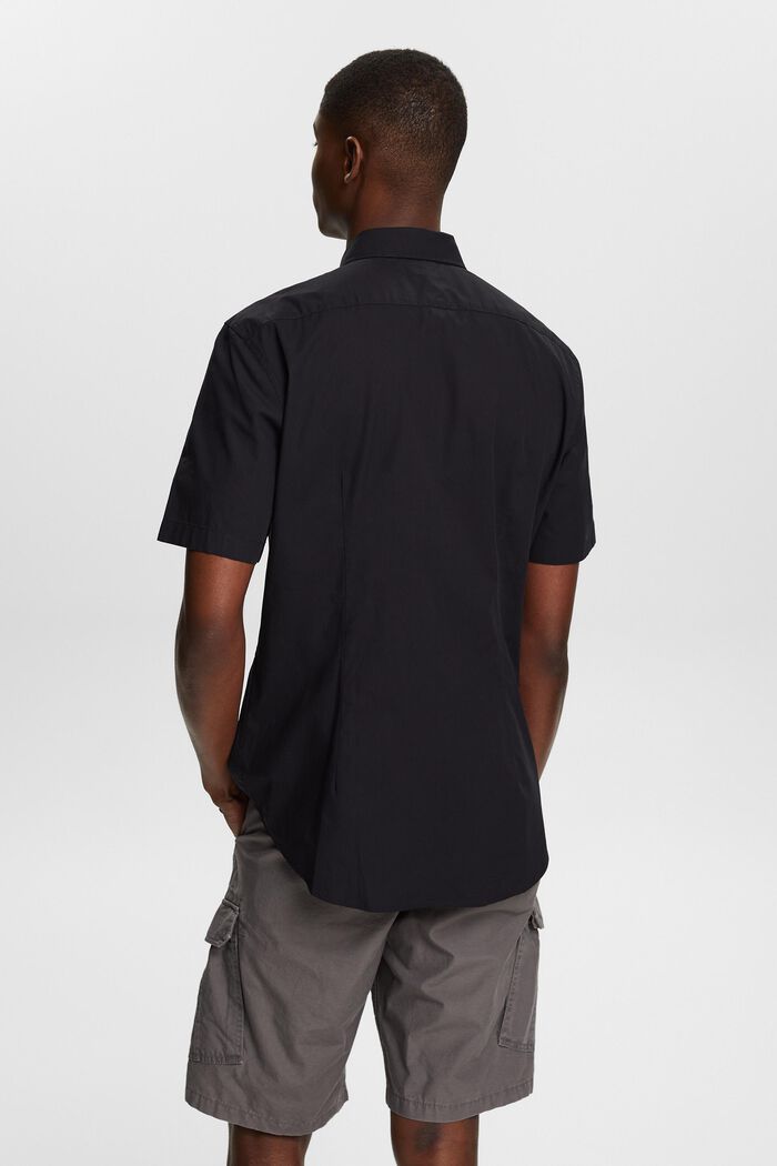 Kortærmet shirt i bomuldspoplin, BLACK, detail image number 2