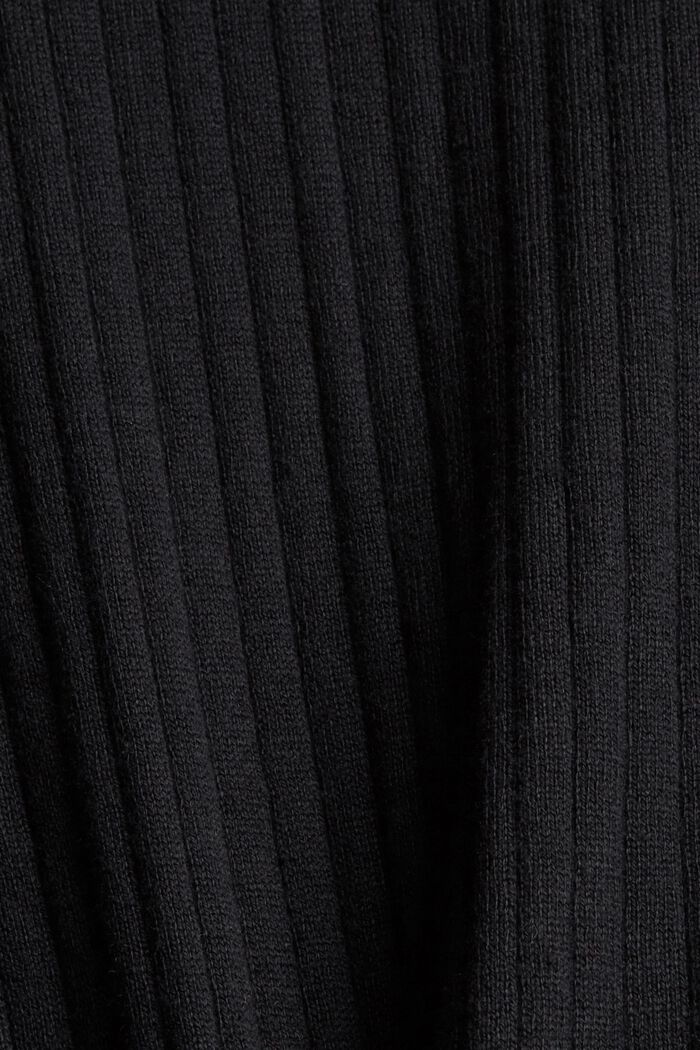 Ribbet sweater med korte ærmer, BLACK, detail image number 1