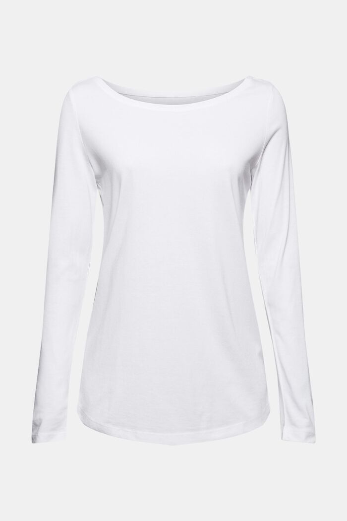 Pakke med 2 langærmede T-shirt af økologisk bomuldsblanding, WHITE, overview
