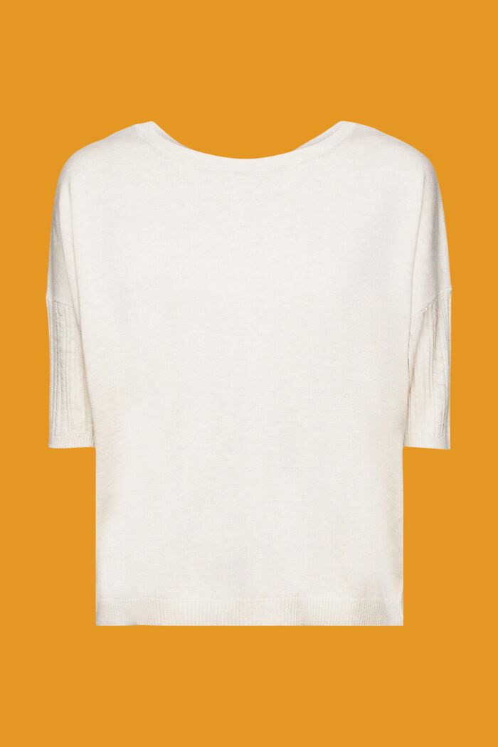 Kortærmet striksweater med hør, LIGHT TAUPE, detail image number 5