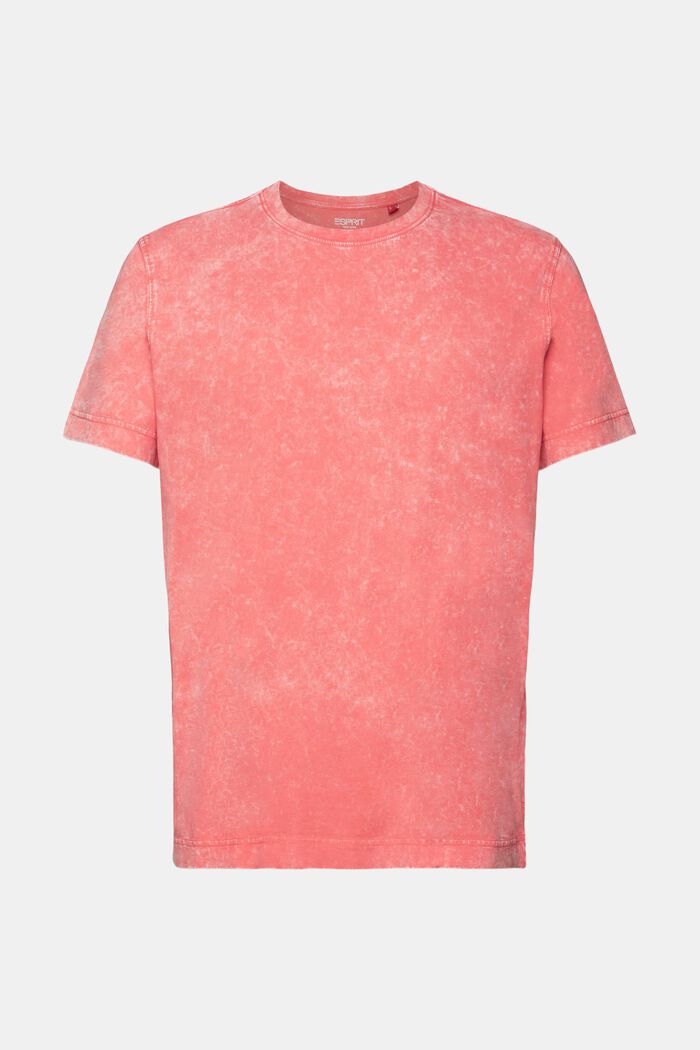 Stenvasket T-shirt, 100 % bomuld, CORAL RED, detail image number 6