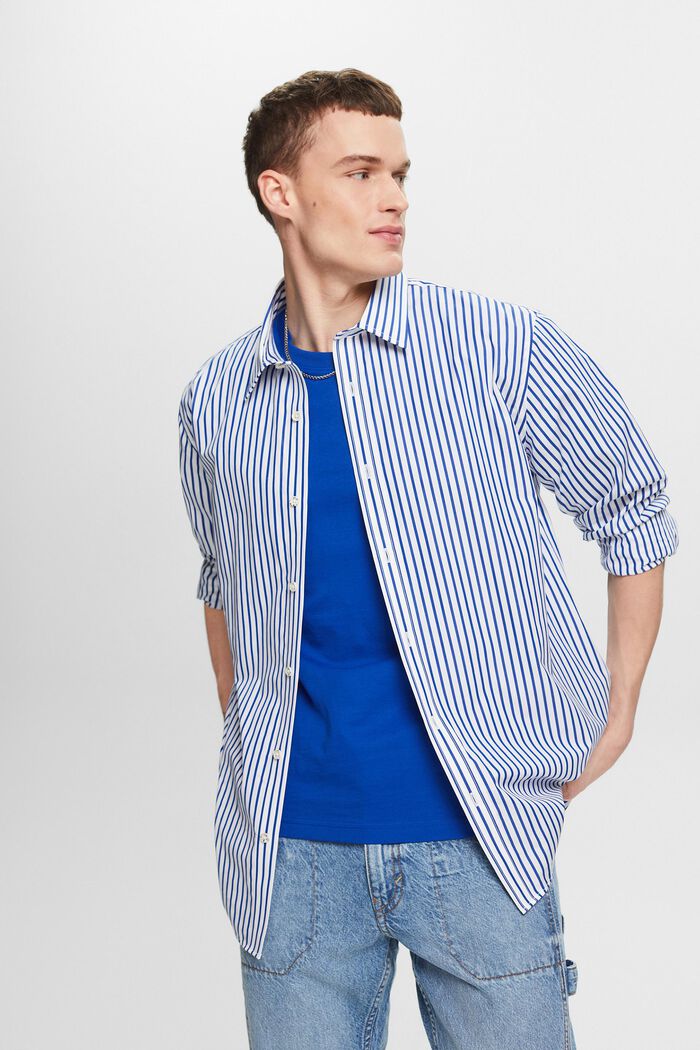 Stribet poplin-skjorte, BRIGHT BLUE, detail image number 4