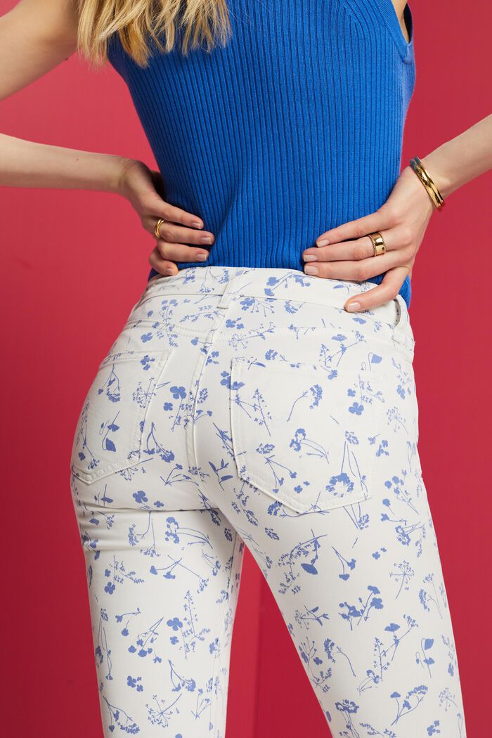 Cropped slim bukser med print, NAVY, detail image number 4