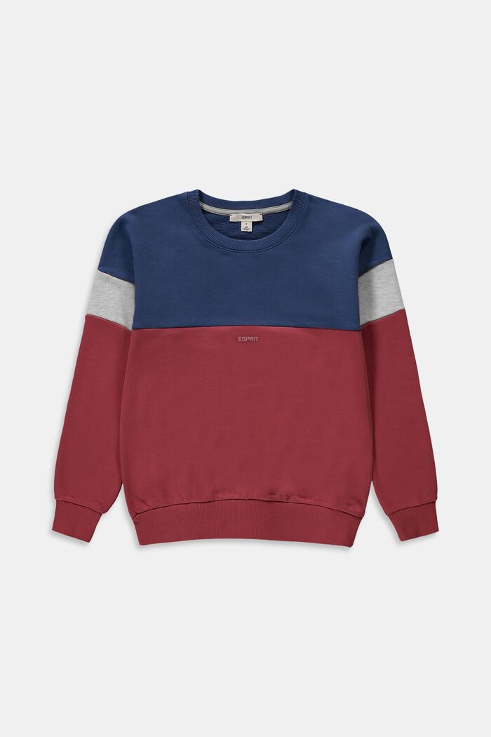 Sweatshirt i colourblock-design, GARNET RED, overview