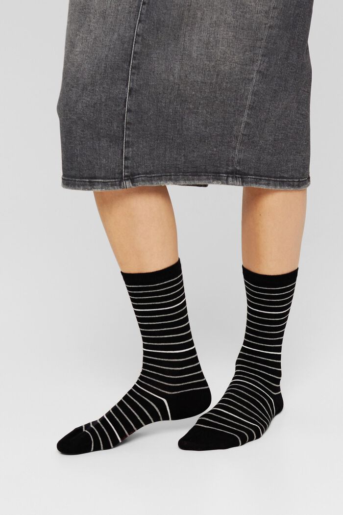 Pakke med 2 par sokker, økologisk bomuldsblanding, BLACK, detail image number 2