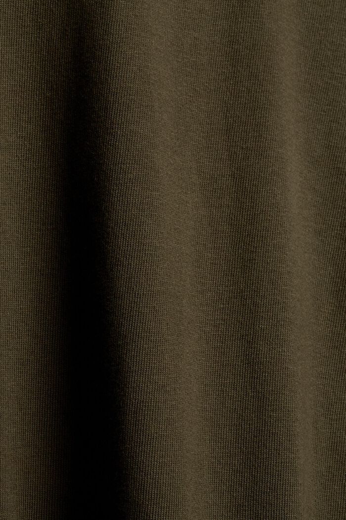Langærmet jerseyshirt i 100% økologisk bomuld, DARK KHAKI, detail image number 5