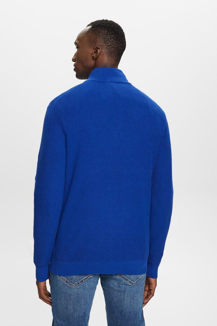 Troyer-pullover i bomuld med lynlås, BRIGHT BLUE, detail image number 3