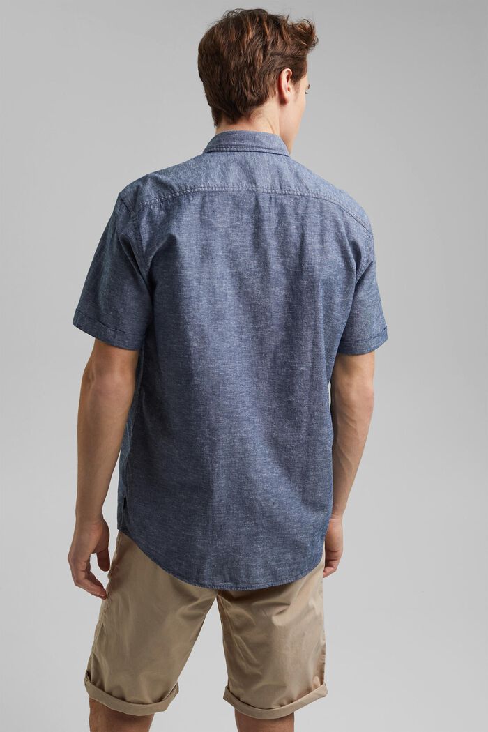 Hør/økologisk bomuld: kortærmet skjorte, NAVY, detail image number 3