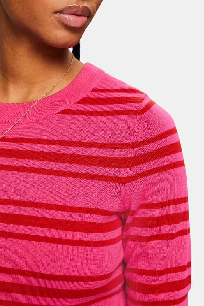 Stribet sweatshirt med rund hals, PINK FUCHSIA, detail image number 3
