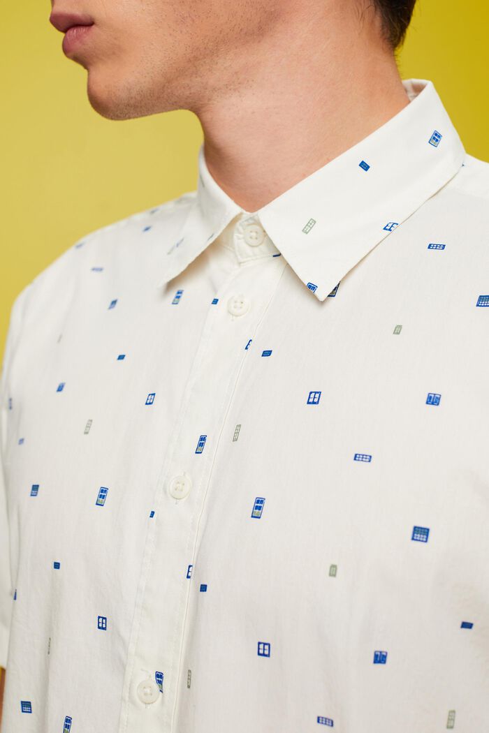 Mønstret skjorte med korte ærmer, 100 % bomuld, ICE, detail image number 2