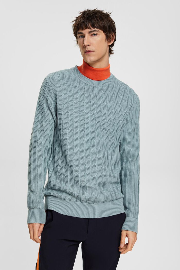 Sweater i strukturstrik, GREY BLUE, detail image number 0