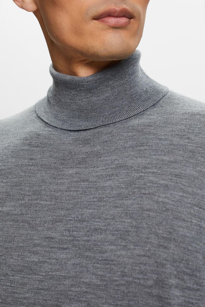 Rullekravesweater i merinould, GREY, detail image number 2