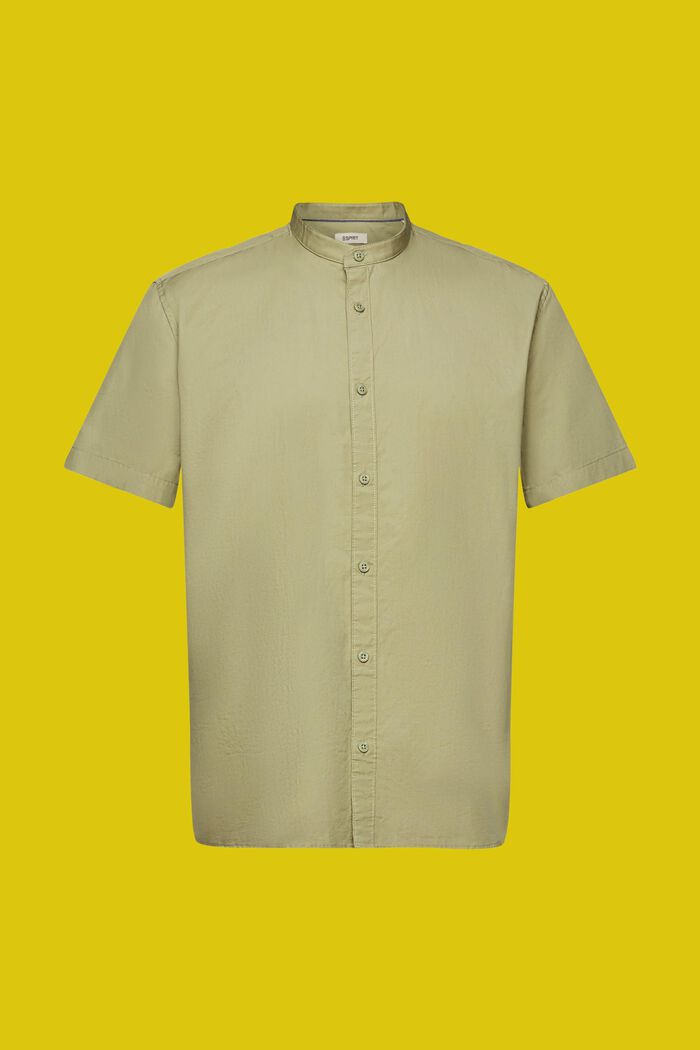 Bomuldsskjorte med standkrave, LIGHT GREEN, detail image number 6
