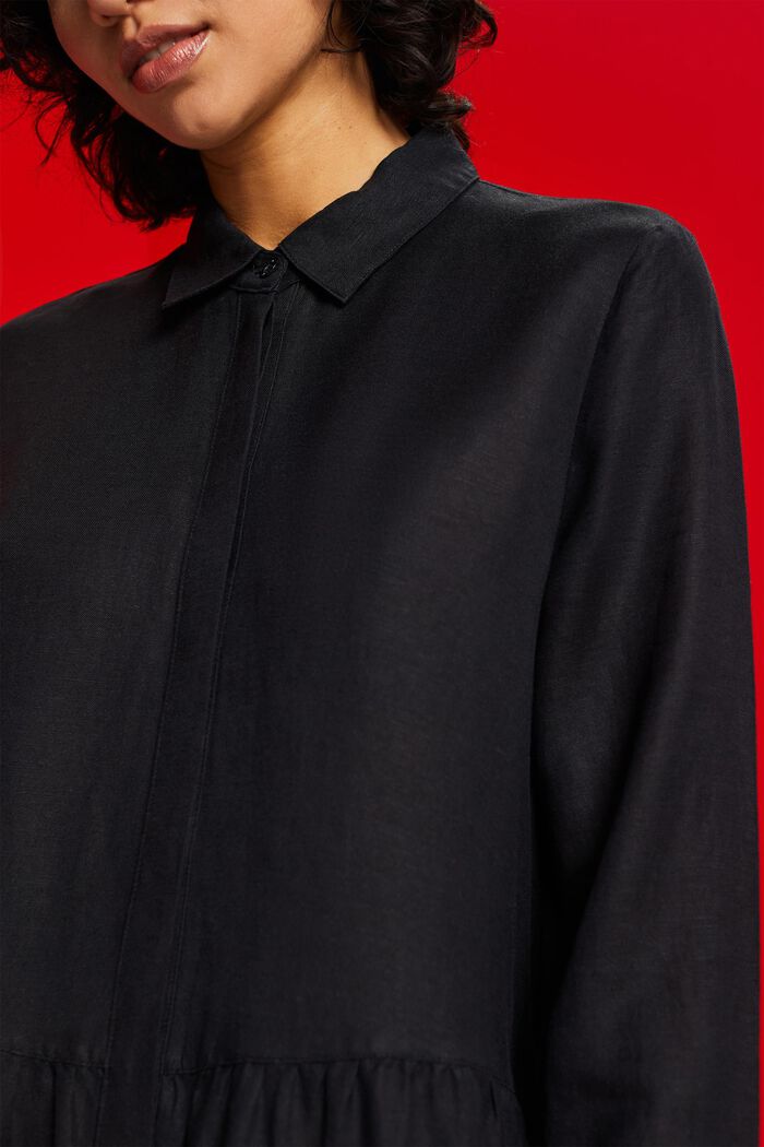 Mini-skjortekjole i hørmiks, BLACK, detail image number 2