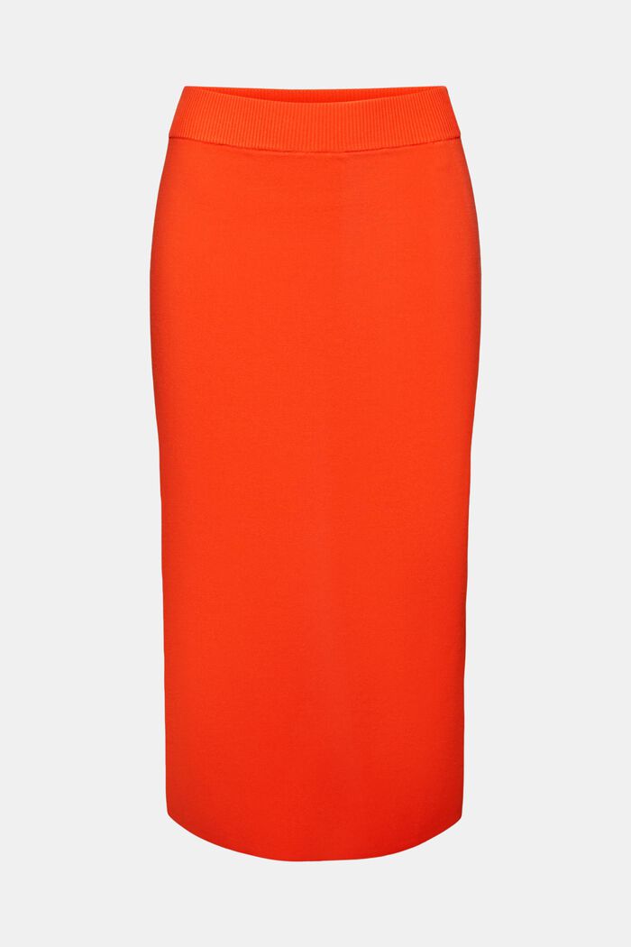 Midi-nederdel i tech-strik, BRIGHT ORANGE, detail image number 6