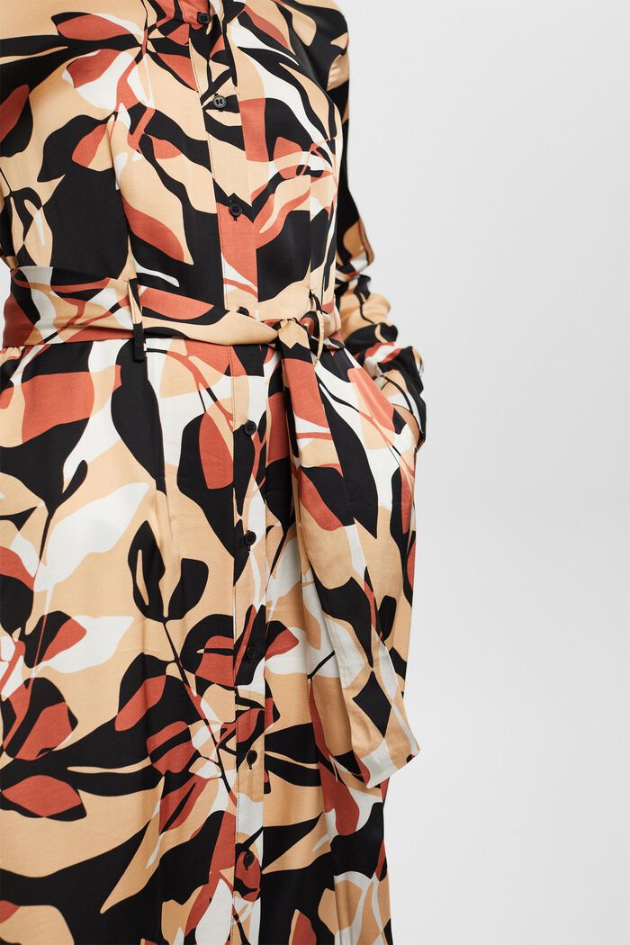 Mønstret kjole i satinlook, SAND, detail image number 2