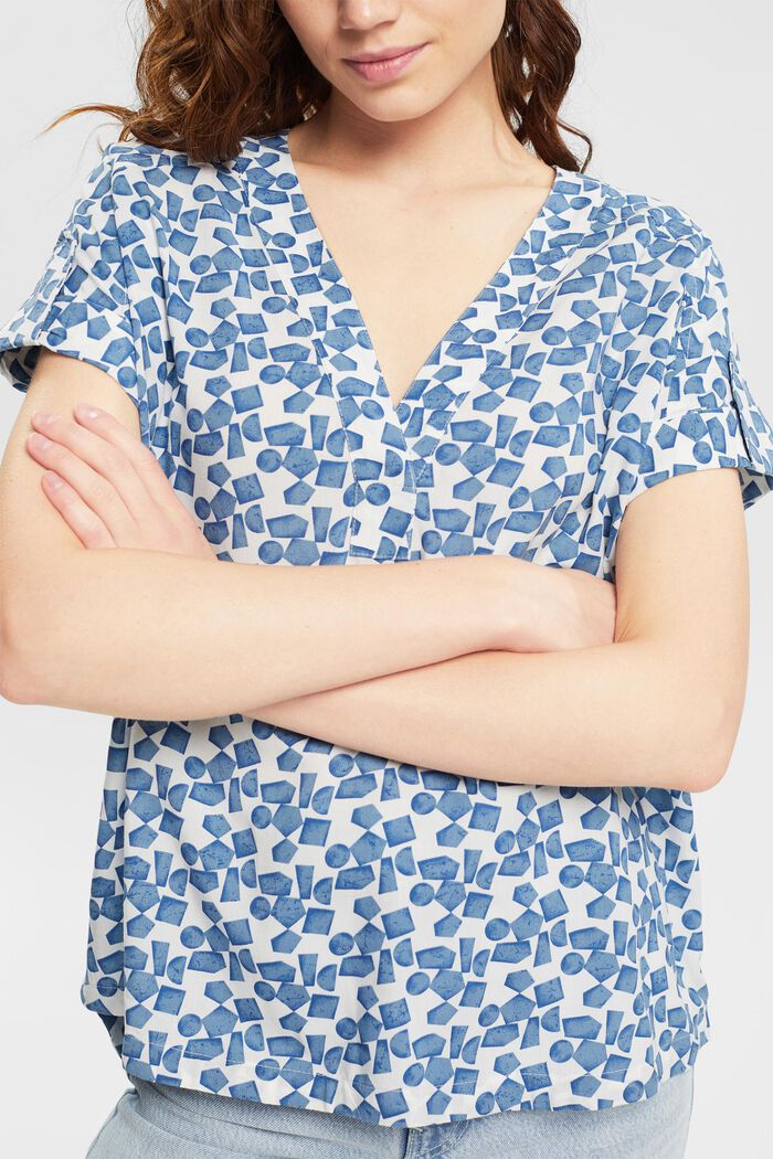 Bluse med mønster, LENZING™ ECOVERO™, PASTEL BLUE, detail image number 0