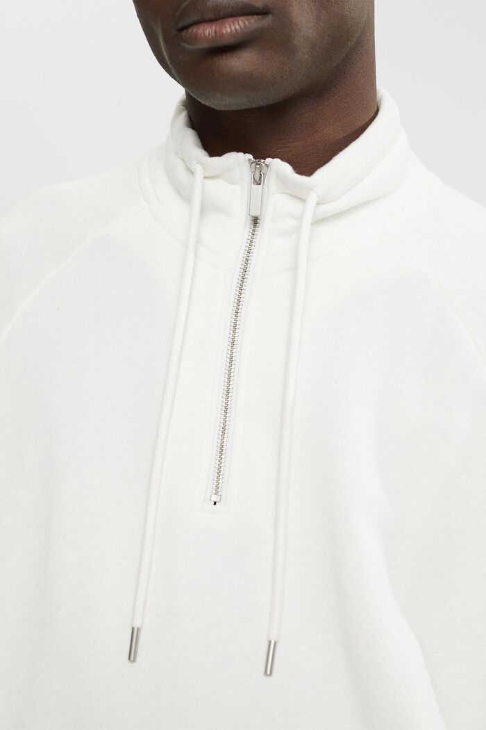 Sweatshirt med halv lynlås, OFF WHITE, detail image number 2